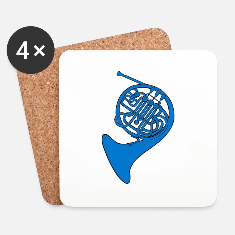 blue french horn - Untersetzer (4er-Set) - Weiß