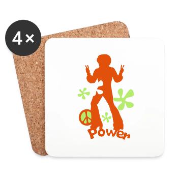 70 years11 years seventies disco peace - Coasters (set of 4) - white - Front