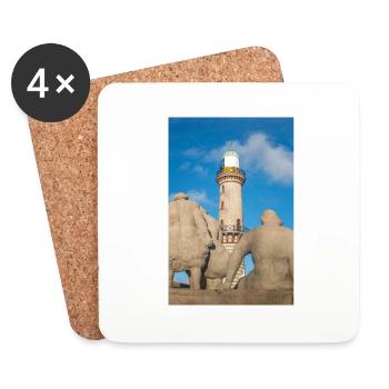 Lighthouse Rostock Warnemünde - Coasters (set of 4) - white - Front