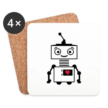 roboter_herz_2 - Untersetzer (4er-Set) - Weiß - Vorne