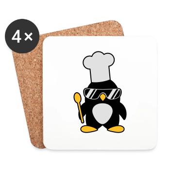 Cool Penguin Chef - Coasters (set of 4) - white - Front