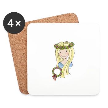 Mittelalter Blumenmädchen blond - Untersetzer (4er-Set) - Weiß - Vorne