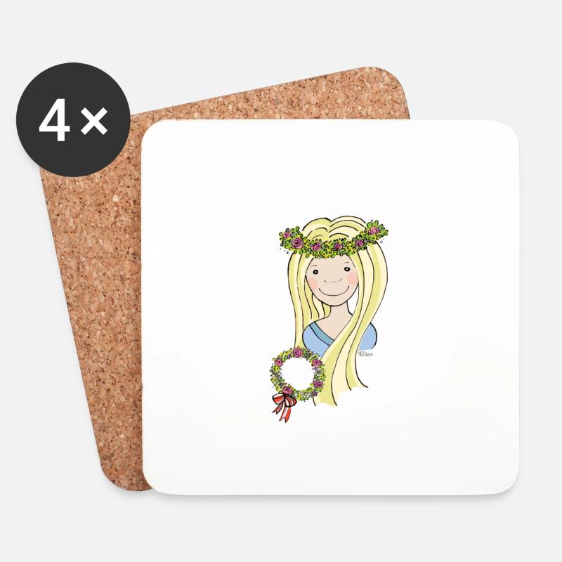 Mittelalter Blumenmädchen blond - Untersetzer (4er-Set) - Weiß