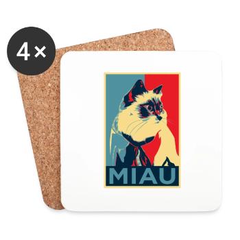 baby bell cat - meow - Obama Style - Coasters (set of 4) - white - Front