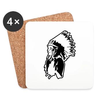 indianer indien usa symbol of wild chef native ame - Untersetzer (4er-Set) - Weiß - Vorne