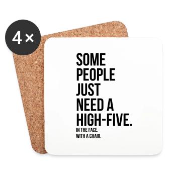 some people need highfive face chair - Dessous de verre (lot de 4) - blanc - Devant