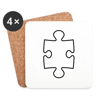 contour puzzle piece puzzle game puzzle piece puzzlest - Coasters (set of 4) - white - Front