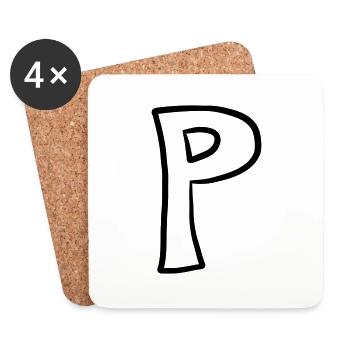 Buchstabe P Comic Cartoon - Untersetzer (4er-Set) - Weiß - Vorne