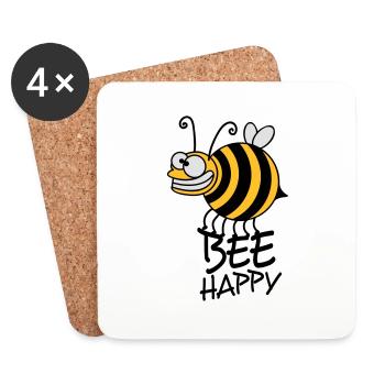 Thick crazy bee bee happy - Coasters (set of 4) - white - Front