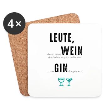 GIN geht auch - Untersetzer (4er-Set) - Weiß - Vorne