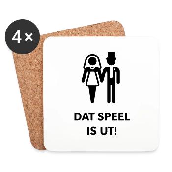 Dat Speel Is Ut! (Hochtiet, JGA, Plattdeutsch) - Untersetzer (4er-Set) - Weiß - Vorne