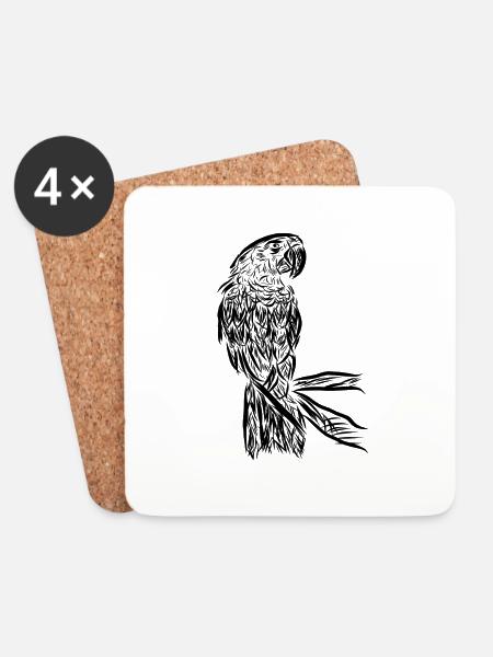Parrot - Coasters (set of 4) - white