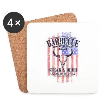 Barbecue - BBQ - USA Buffalo - Untersetzer (4er-Set) - Weiß - Vorne