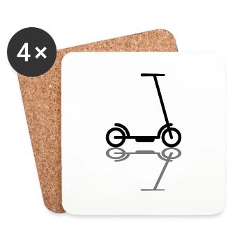 e miroiter tretro de scooter électrique - Dessous de verre (lot de 4) - blanc - Devant