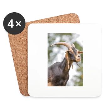 Goat (goat, capra) brown and black - Coasters (set of 4) - white - Front