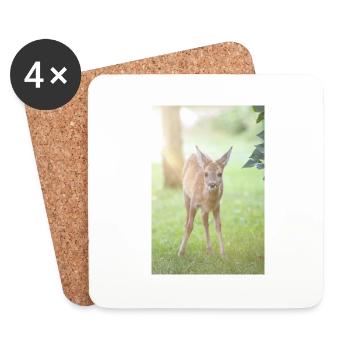 Fauve de cerf (Capreolus capreolus, cerf, faon, fauve) - Dessous de verre (lot de 4) - blanc - Devant