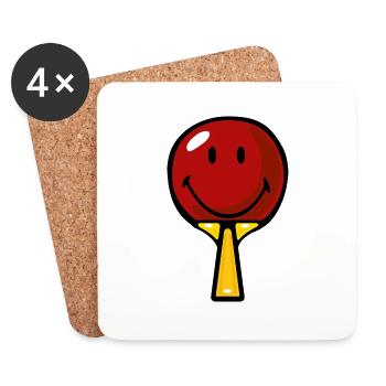 Smiley Table Tennis Racket - Untersetzer (4er-Set) - Weiß - Vorne