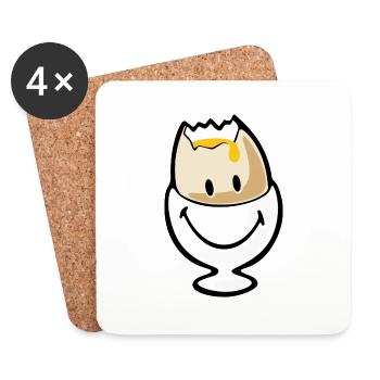 Smiley Egg - Untersetzer (4er-Set) - Weiß - Vorne