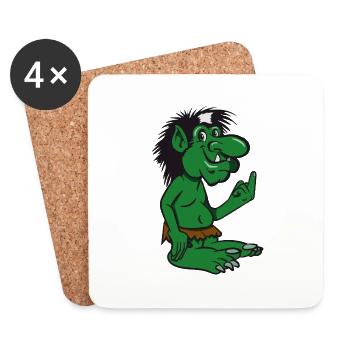 troll witzig cartoon stinkefinger spitzohr maerche - Untersetzer (4er-Set) - Weiß - Vorne