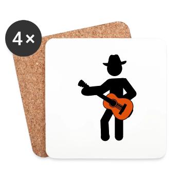 guitare cow-boy - Dessous de verre (lot de 4) - blanc - Devant