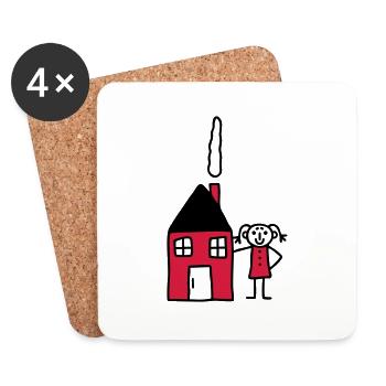 Frau am Haus - V2 - Untersetzer (4er-Set) - Weiß - Vorne