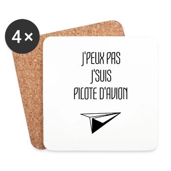 Pilote d'Avion - Humour - Drôle - Blague - Bureau - Dessous de verre (lot de 4) - blanc - Devant