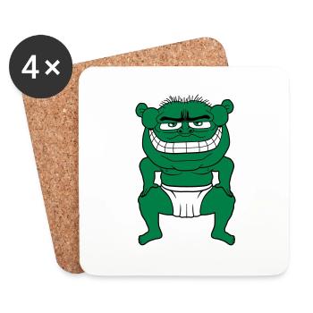 monstre ogre troll boese sumo lutteur en surpoids - Dessous de verre (lot de 4) - blanc - Devant