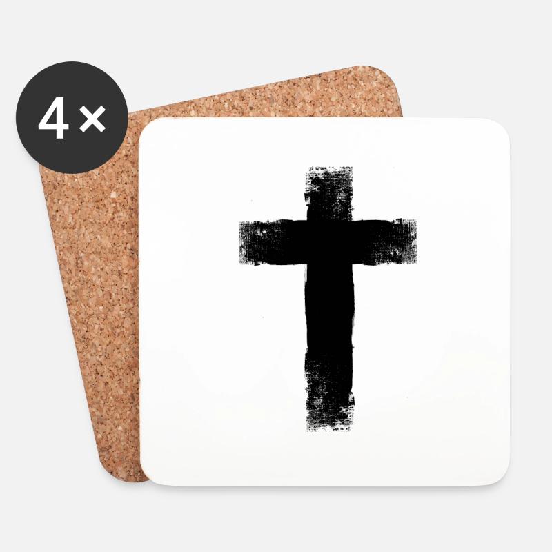 Kreuz Jesus Christus - Untersetzer (4er-Set) - Weiß