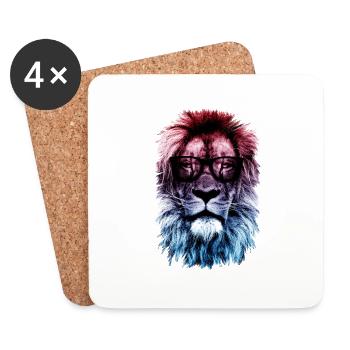 Lion hipster - Coasters (set of 4) - white - Front