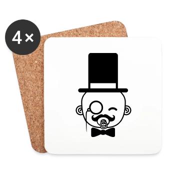 tête monsieur monsieur gentilhomme moustache moust - Dessous de verre (lot de 4) - blanc - Devant