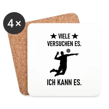Ich kann es im Volleyball - Untersetzer (4er-Set) - Weiß - Vorne