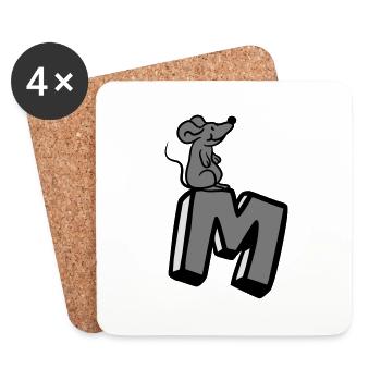 maus ratte mäuschen klein süß niedlich buchstabe M - Untersetzer (4er-Set) - Weiß - Vorne