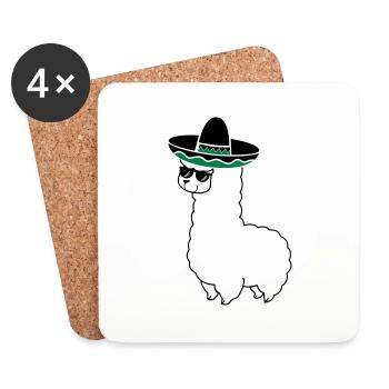 lama_mexico_2 - Dessous de verre (lot de 4) - blanc - Devant