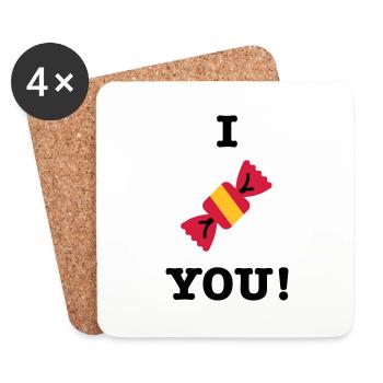 I love you candy candy saying - Coasters (set of 4) - white - Front