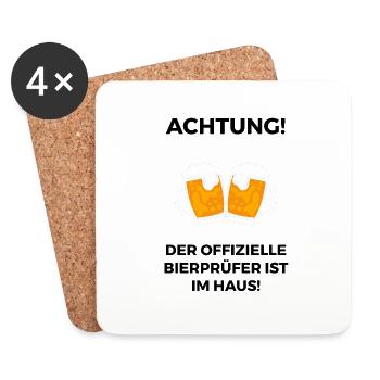 Achtung! Der offizielle Bierprüfer ist im Haus! - Untersetzer (4er-Set) - Weiß - Vorne