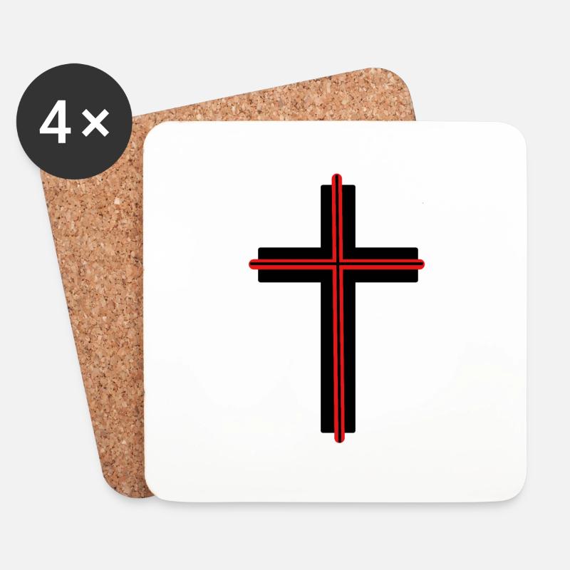 Kreuz Kirche Gott Jesus Symbole Kruzifix - Untersetzer (4er-Set) - Weiß