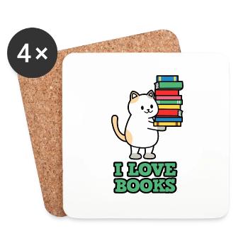 I love books cat - Coasters (set of 4) - white - Front