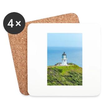 Phare de Cape Reinga (Te Rerenga Wairua) Nouveau - Dessous de verre (lot de 4) - blanc - Devant