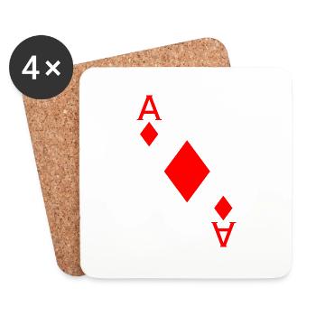 Vérifiez Ace Card Game Poker Mardi Gras Costume - Dessous de verre (lot de 4) - blanc - Devant