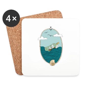 Amour de mer I Martime Message de la mer - Dessous de verre (lot de 4) - blanc - Devant