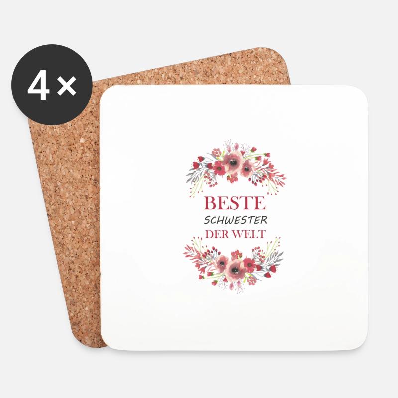 Beste Schwester der Welt - Untersetzer (4er-Set) - Weiß
