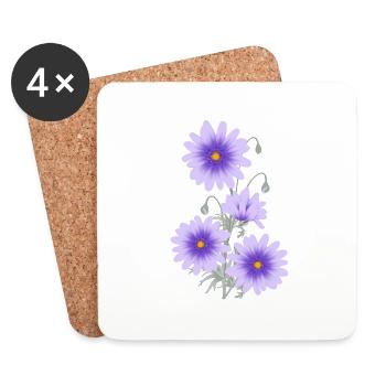 Flieder Anemonen - Untersetzer (4er-Set) - Weiß - Vorne