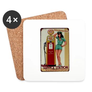 Pin up service station - Coasters (set of 4) - white - Front