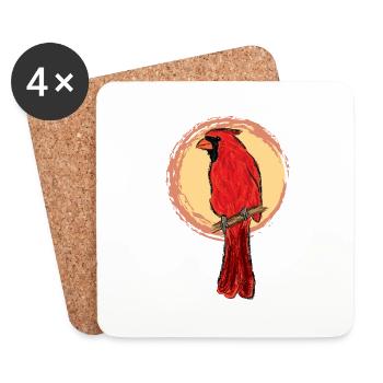 Red Cardinal / Northern Cardinal Design II - Coasters (set of 4) - white - Front