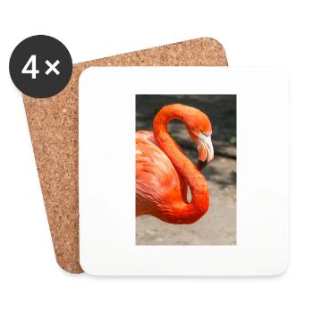 Flamant rose (en flamant allemand) Phoenicopteridae - Dessous de verre (lot de 4) - blanc - Devant