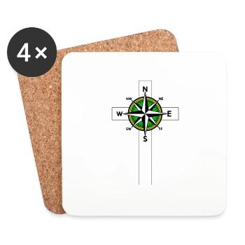 God Faith Jesus Cross Compass Religion - Coasters (set of 4) - white - Front