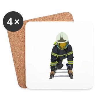 LEITER FEUERBEKÄMPFER - Untersetzer (4er-Set) - Weiß - Vorne