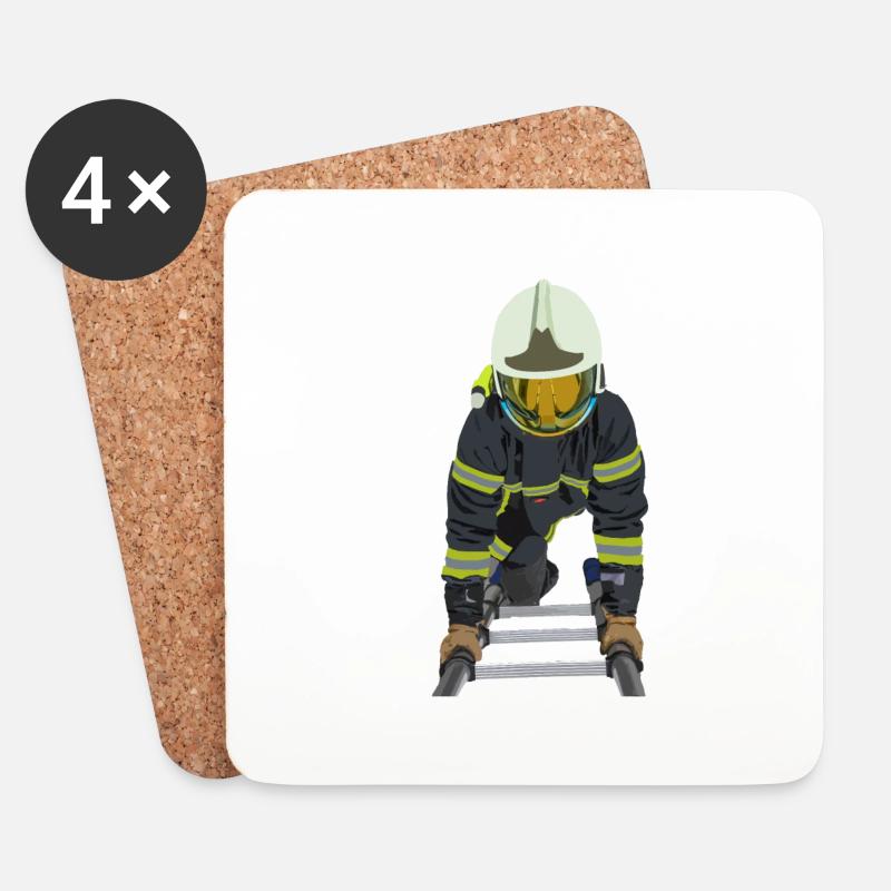 LADDER FIREFIGHTER - Coasters (set of 4) - white
