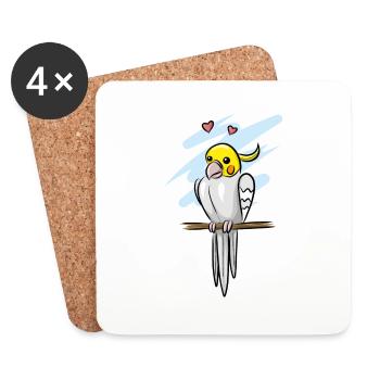 Cockatiel - Coasters (set of 4) - white - Front