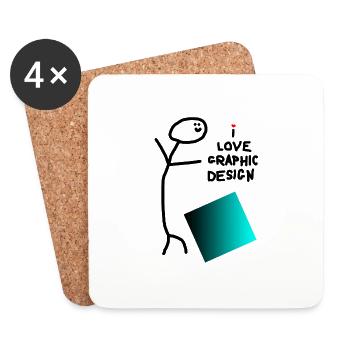 I love graphic design - Coasters (set of 4) - white - Front